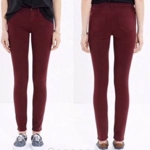 Like new Madewell maroon skinny skinny jeans